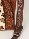 ADBGI146 Cowhide & Tooled Leather Western Tote - Genuine Hair-On Shoulder Bag