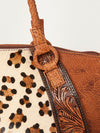 ADBGI146 Cowhide & Tooled Leather Western Tote - Genuine Hair-On Shoulder Bag