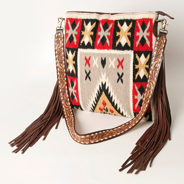 ADBGA218 American Darling Saddle Blanket Large Cross body Bag Leather Fringe