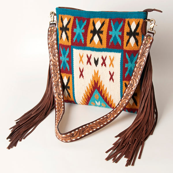 ADBGA218 American Darling Saddle Blanket Large Cross body Bag Leather Fringe