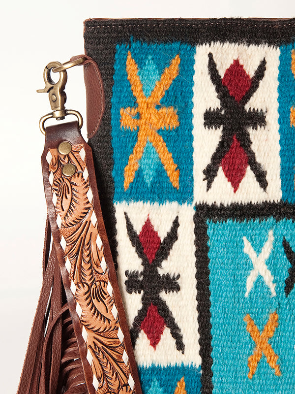 ADBGA218 American Darling Saddle Blanket Large Cross body Bag Leather Fringe