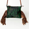 ADBG109 American Darling Hair-On Cowhide Western Crossbody Bag with Leather Fringe Detail