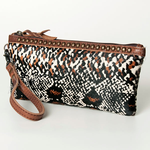 ADBG344 American Darling Hair On Hide Leather Western Style Wristlet Clutch Purse