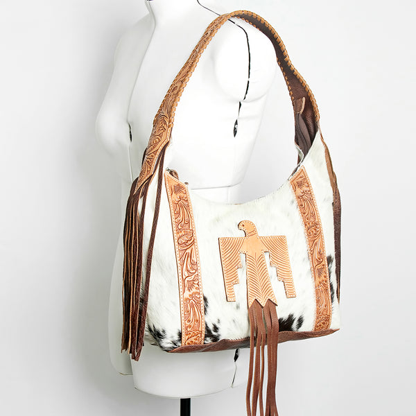 ADBG803TB American Darling Hair-on-Hide & Hand-Tooled Leather Thunderbird Hobo Bag