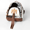 ADBGS156 Natural Cowhide Leather Backpack with Hand-Tooled Floral Pocket - Western Style