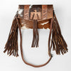ADBGS178 Hand-Tooled Thunderbird Cowhide Envelope Bag with Fringe - Western Leather Purse