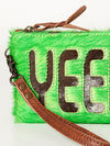 ADBG344 American Darling Western Leather Wristlet Bag with Hair-On Cowhide and Inlay