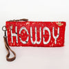 ADBG344 American Darling Western Leather Wristlet Bag with Hair-On Cowhide and Inlay