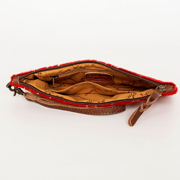 ADBG344 American Darling Western Leather Wristlet Bag with Hair-On Cowhide and Inlay