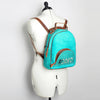 ADBGS156 Turquoise Hair-On Hide Leather Mini Backpack - Western Leather Bag