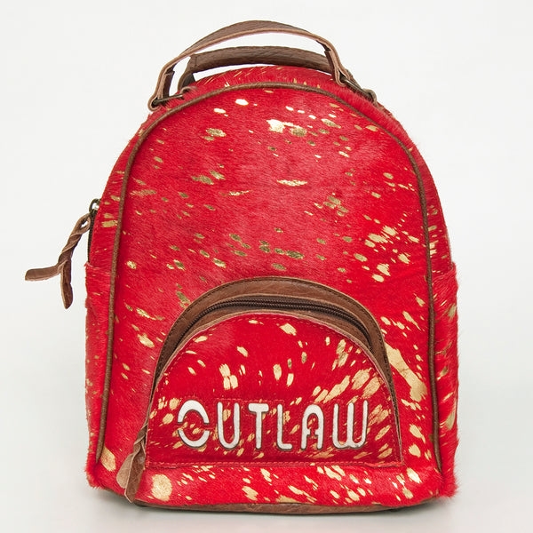 ADBGS156 Red Hair-On Hide Leather Mini Backpack - Western Cowgirl Style