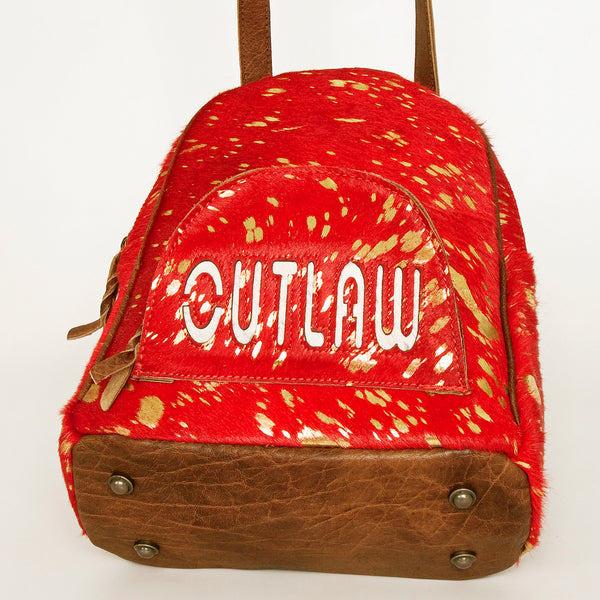 ADBGS156 Red Hair-On Hide Leather Mini Backpack - Western Cowgirl Style