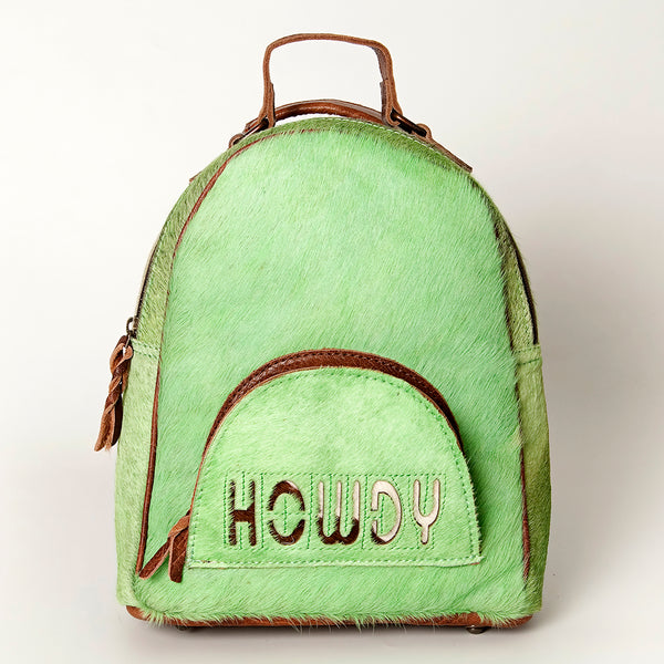 ADBGS156 Green Cowhide Leather Backpack with Bold Inlay - Western Cowgirl Statement Bag