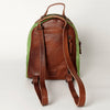 ADBGS156 Green Cowhide Leather Backpack with Bold Inlay - Western Cowgirl Statement Bag