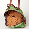 ADBGS156 Green Cowhide Leather Backpack with Bold Inlay - Western Cowgirl Statement Bag