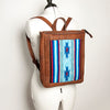 LC-ADBGZ307A Southwestern Wool & Leather Backpack - Turquoise, Blue, and Red Tribal Weave