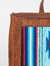 LC-ADBGZ307A Southwestern Wool & Leather Backpack - Turquoise, Blue, and Red Tribal Weave