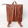LC-ADBGZ307B Handmade Leather Backpack with Yellow Southwestern Wool Panel - Tribal Aztec Design