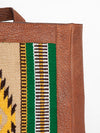 LC-ADBGZ307C Southwestern Wool & Leather Backpack - Yellow & Green Tribal Aztec Design