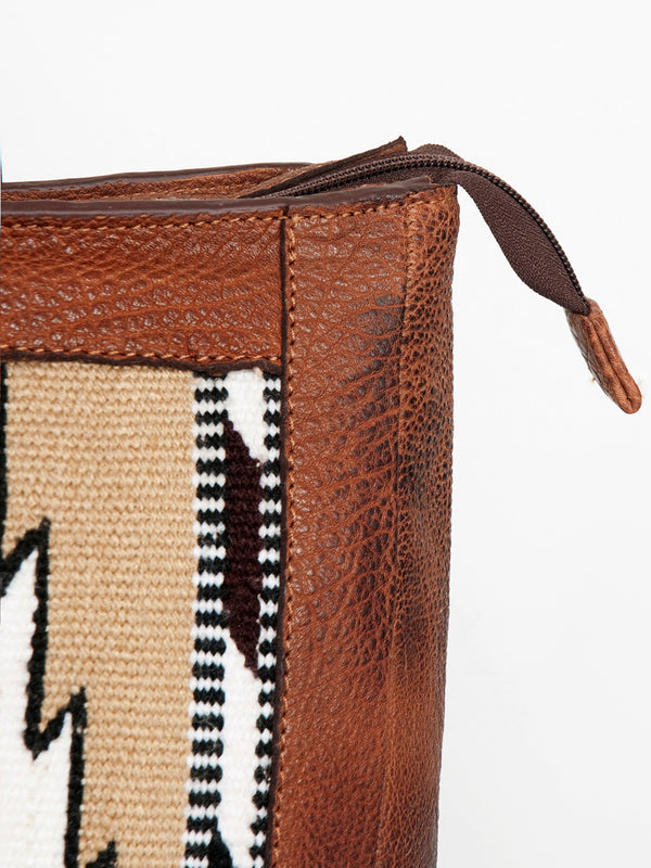 LC-ADBGZ307D Rust & White Aztec Wool Leather Backpack - Western Tribal Handmade Bag