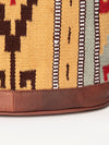 LC-ADBGZ376D Tan Tribal Wool & Brown Leather Backpack - Curved Body Western Aztec Daypack