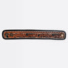 LC-ADBRF171 Tooled Leather Cuff Bracelet - Black & Tan Western Swirl with Snap Closure