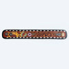 LC-ADBRF178 Tooled Leather Cuff Bracelet - Pink Flower & Black Whipstitch Border