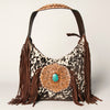 ADBGA221 American Darling Hobo Bag Hair-On Hide with Tooled Leather & Turquoise Concho