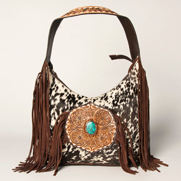 ADBGA221 American Darling Hobo Bag Hair-On Hide with Tooled Leather & Turquoise Concho