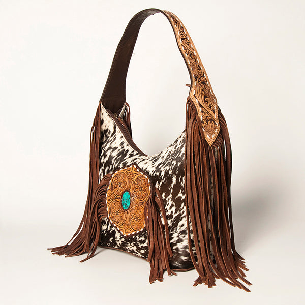 ADBGA221 American Darling Hobo Bag Hair-On Hide with Tooled Leather & Turquoise Concho