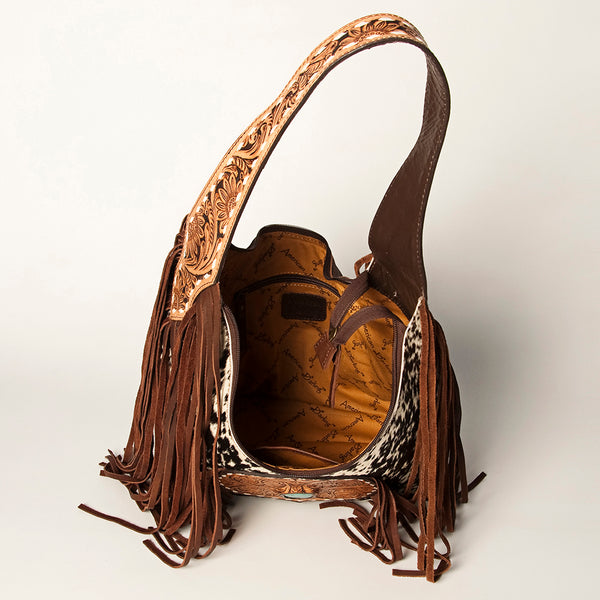ADBGA221 American Darling Hobo Bag Hair-On Hide with Tooled Leather & Turquoise Concho