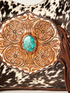 ADBGA221 American Darling Hobo Bag Hair-On Hide with Tooled Leather & Turquoise Concho