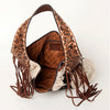 ADBGA223 American Darling Hand Tooled Leather Hair-On Cowhide Fringe Hobo Bag