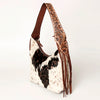 ADBGA223 American Darling Hand Tooled Leather Hair-On Cowhide Fringe Hobo Bag