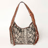 ADBGA223 American Darling Hand Tooled Leather Hair-On Cowhide Fringe Hobo Bag