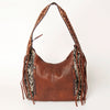 ADBGA223 American Darling Hand Tooled Leather Hair-On Cowhide Fringe Hobo Bag