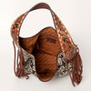ADBGA223 American Darling Hand Tooled Leather Hair-On Cowhide Fringe Hobo Bag