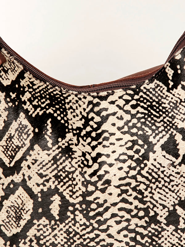 ADBGA223 American Darling Hand Tooled Leather Hair-On Cowhide Fringe Hobo Bag