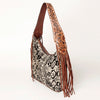 ADBGA223 American Darling Hand Tooled Leather Hair-On Cowhide Fringe Hobo Bag