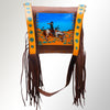 ADBGM109 Fringed Leather Western Crossbody Bag - Painted Artwork