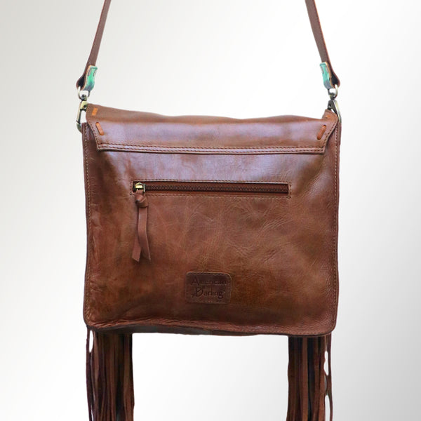 ADBGM109 Fringed Leather Western Crossbody Bag - Painted Artwork