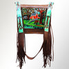 ADBGM109 Fringed Leather Western Crossbody Bag - Painted Artwork