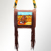 ADBGM109 Fringed Leather Western Crossbody Bag - Painted Artwork