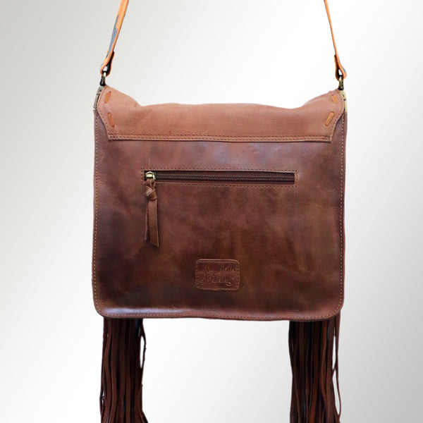 ADBGM109 Fringed Leather Western Crossbody Bag - Painted Artwork