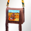 ADBGM109 Fringed Leather Western Crossbody Bag - Painted Artwork