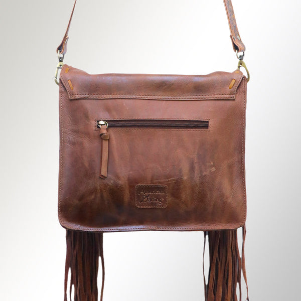 ADBGM109 Fringed Leather Western Crossbody Bag - Painted Artwork