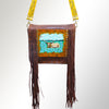 ADBGM109 Fringed Leather Western Crossbody Bag - Painted Artwork