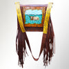 ADBGM109 Fringed Leather Western Crossbody Bag - Painted Artwork
