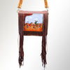 ADBGM109 Fringed Leather Western Crossbody Bag - Painted Artwork