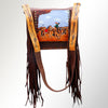 ADBGM109 Fringed Leather Western Crossbody Bag - Painted Artwork